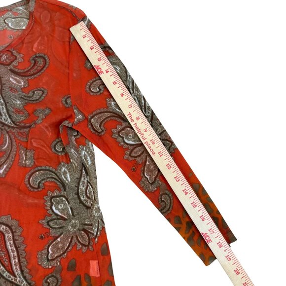 Vintage Dolcetti Womens Paisley Print Sheer Button-Up Top Size S Y2K - Picture 5 of 8